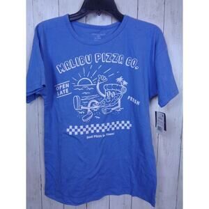 Malibu Pizza Co‎ Short Sleeve T-Shirt Blue Kids Size XL